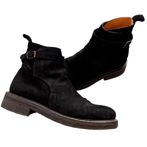 AMI ALEXANDRE MATTIUSSI Suede Jodhpur Boots In Black Size 10 - Picture 1 of 6